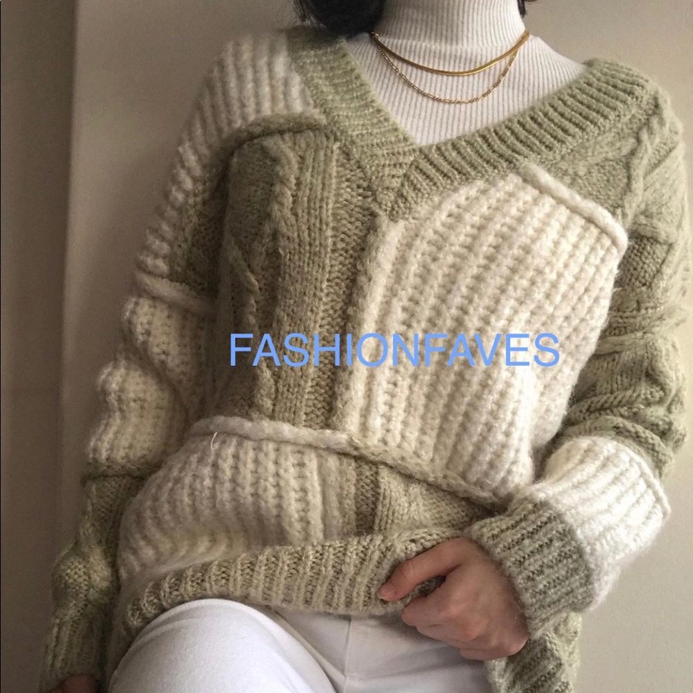 ZARA PATCHWORK KNIT SWEATER